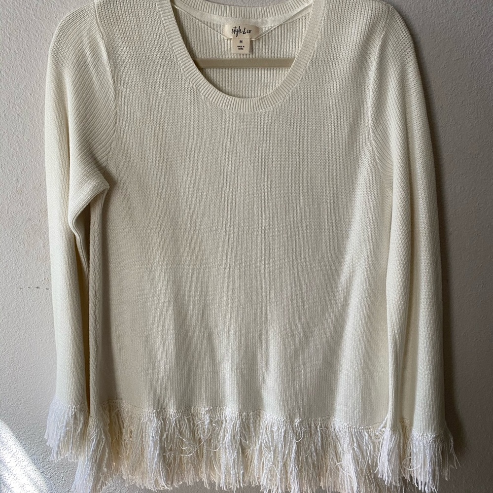 Style and Co fringe flair sweater
